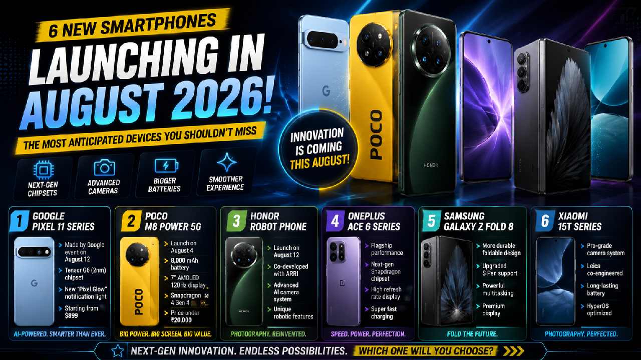 6 New Smartphones Launching in August 2026 You Should Keep an Eye On