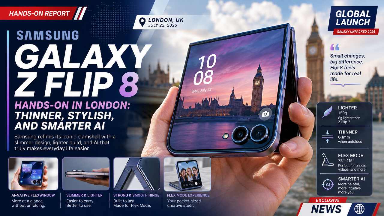 Samsung Galaxy Z Flip 8 Hands-On in London: A Slimmer Foldable with Smarter AI and Everyday Elegance