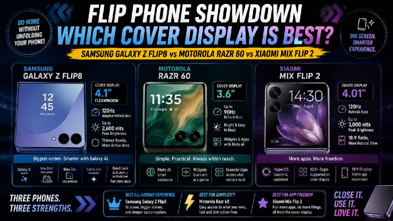 Galaxy Z Flip8 vs Razr 60 vs Mix Flip 2: Which Cover Display Is Best?