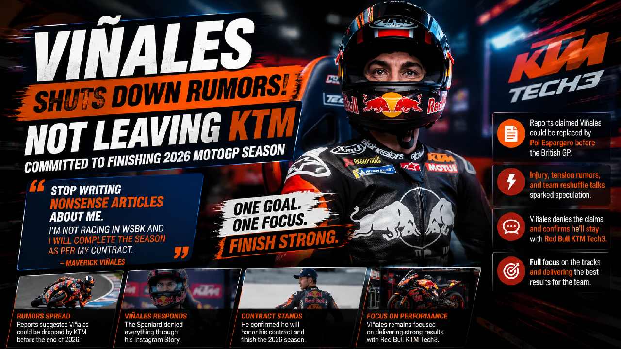 Maverick Viñales Responds to KTM Exit Rumors, Commits to Finishing 2026 MotoGP Season