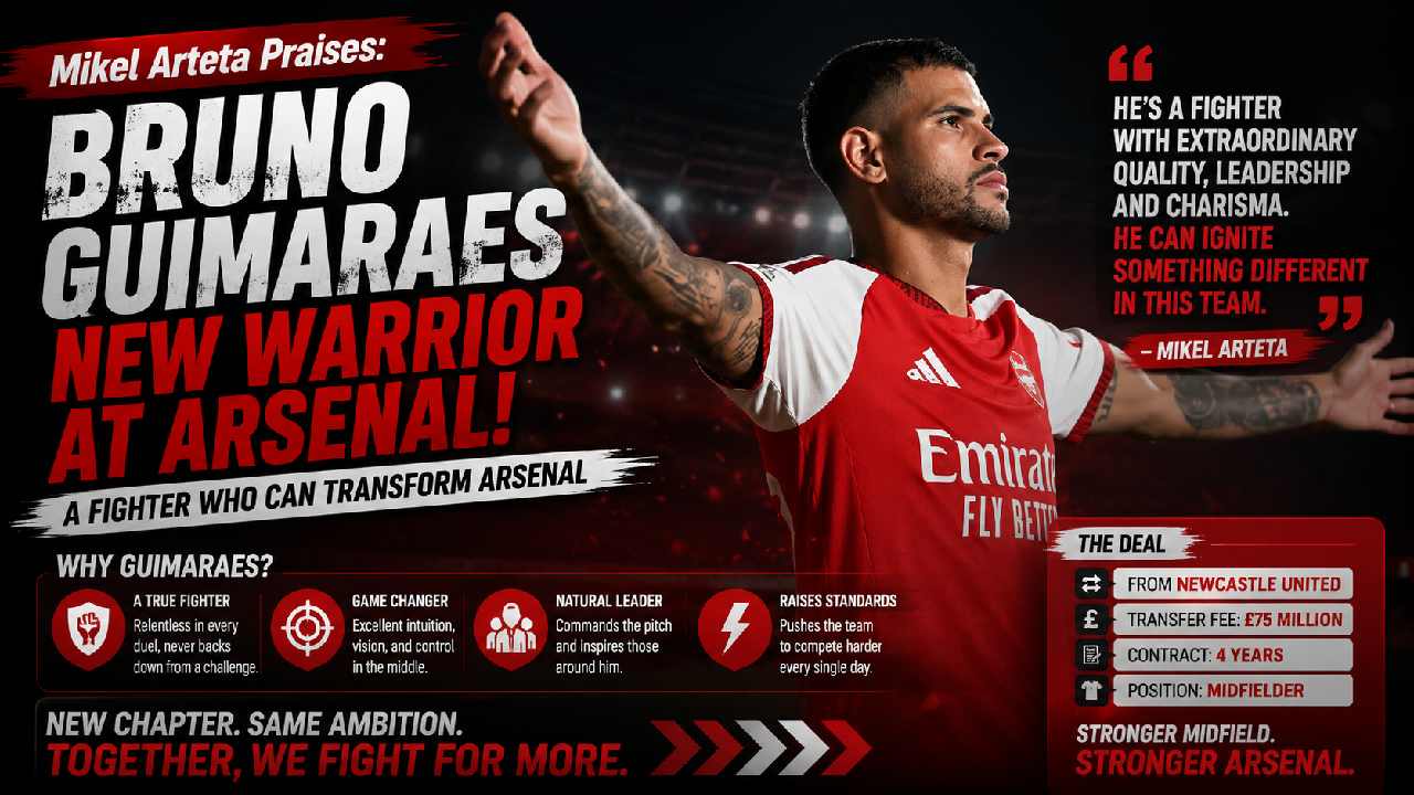 Mikel Arteta Backs Bruno Guimaraes to Bring a New Fighting Spirit to Arsenal