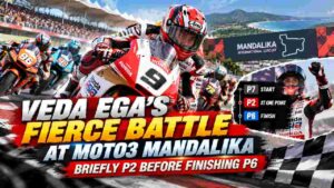 Veda Ega Battles at the Front Before Finishing Sixth in Moto3 Mandalika